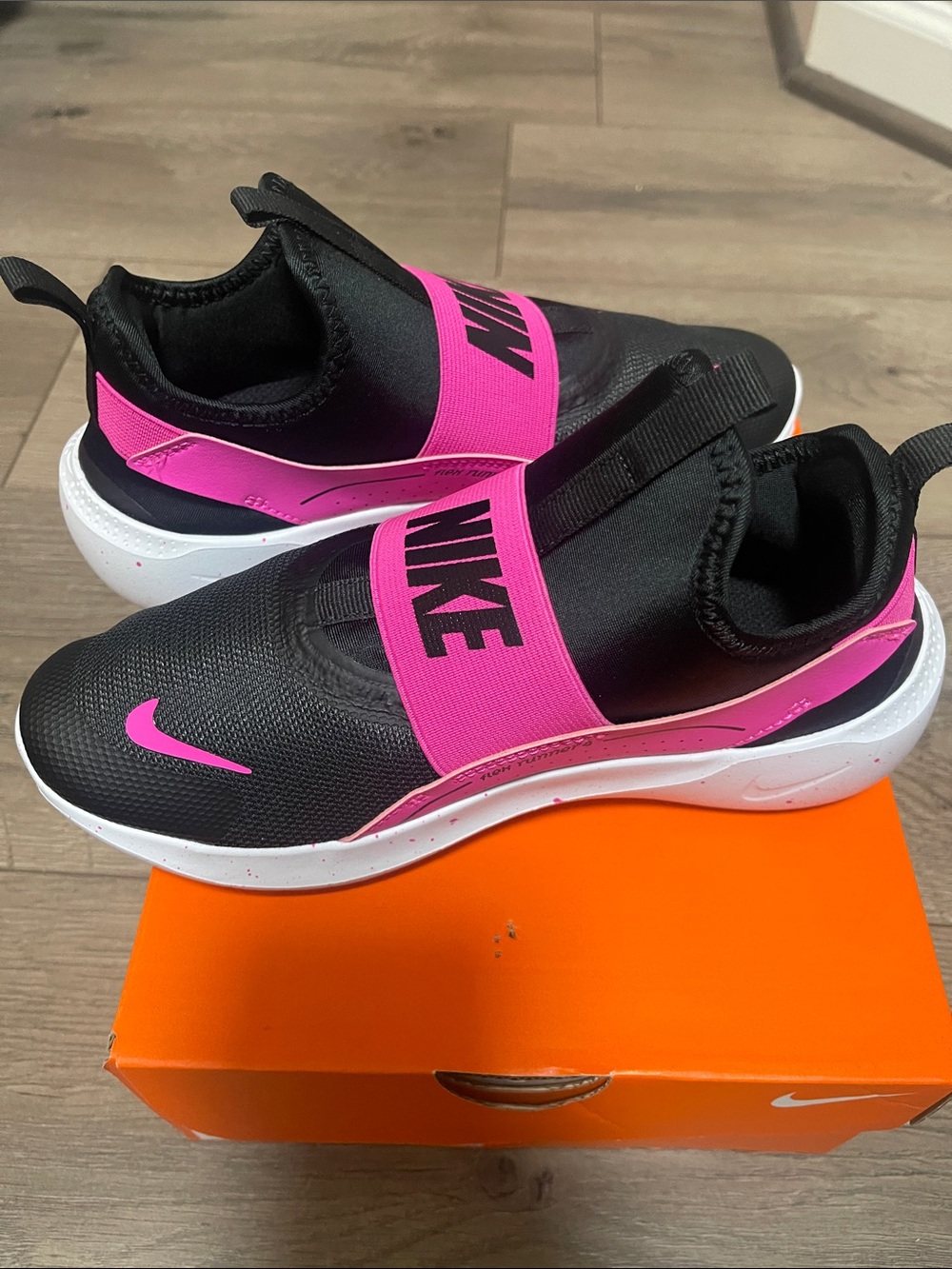 Nike Black Slip-On Sneakers with Hot Pink Accents - Picture 5 of 8